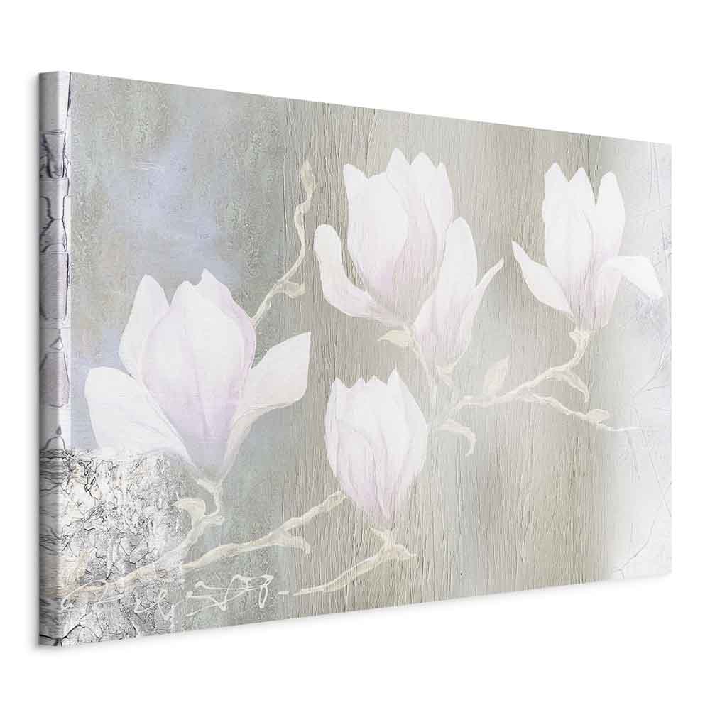White Magnolia Flowers Wide Canvas Print