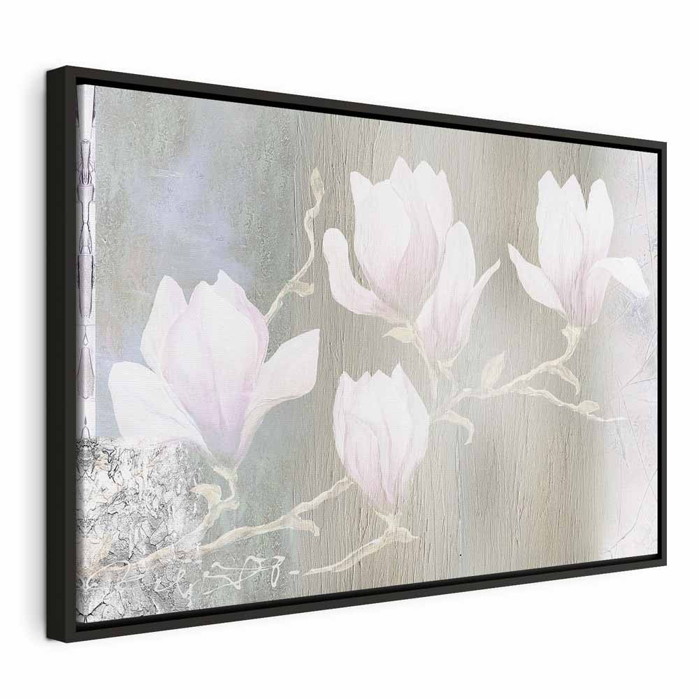 White Magnolia Flowers Wide Canvas Print