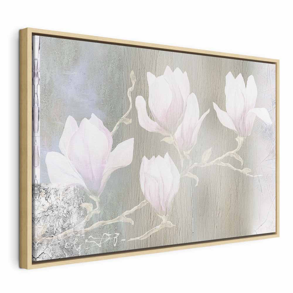 White Magnolia Flowers Wide Canvas Print