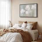 White Magnolia Flowers Wide Canvas Print