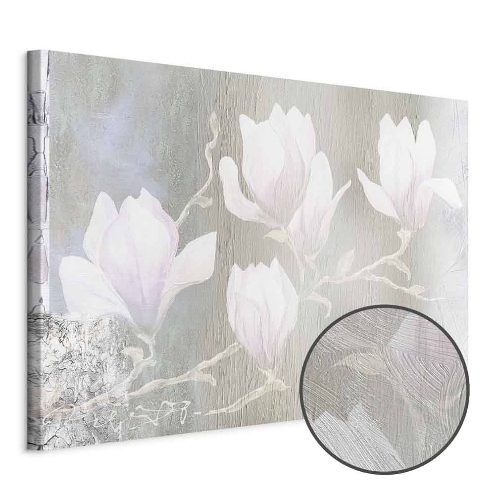White Magnolia Flowers Wide Canvas Print