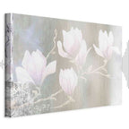 White Magnolia Flowers Wide Canvas Print