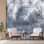 Wall Mural: Abstract Nature Leaves in Blue