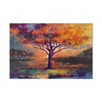 Autumn Birds and Trees Colorful Canvas Print