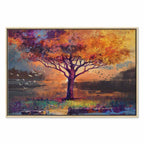 Autumn Birds and Trees Colorful Canvas Print