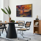 Autumn Birds and Trees Colorful Canvas Print