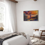 Autumn Birds and Trees Colorful Canvas Print