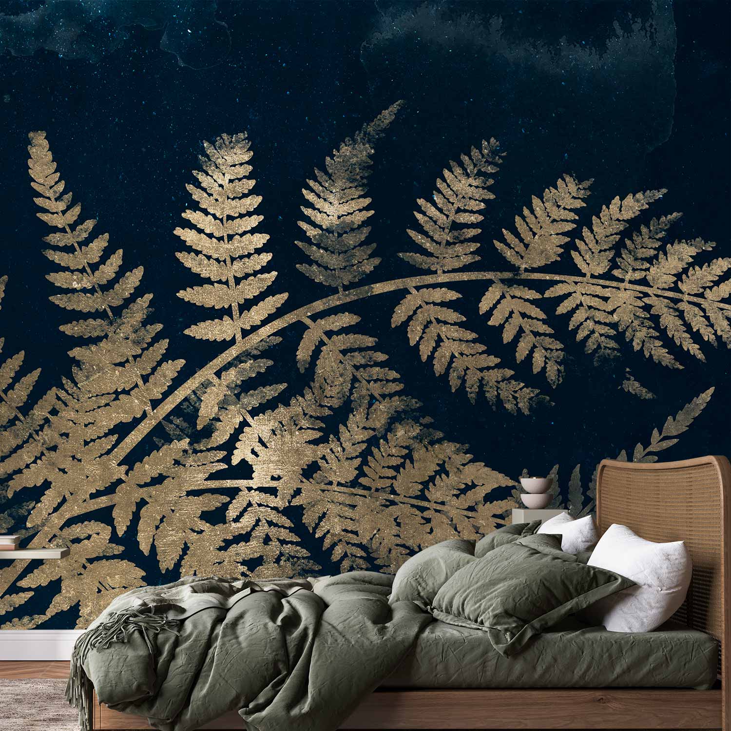 Moonlit Forest Leaves Nature Wall Mural