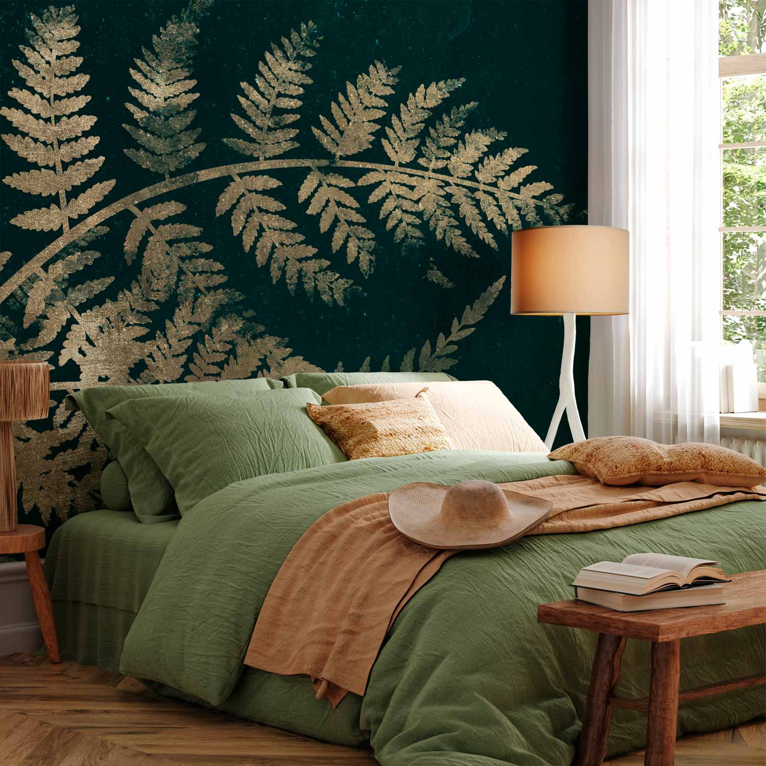 Magic Night Forest Leaves Wall Mural