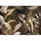 Wall Mural Nature Leaves Green Grey White