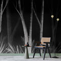 White Forest Trees Minimalist Night Wall Mural