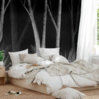 White Forest Trees Minimalist Night Wall Mural