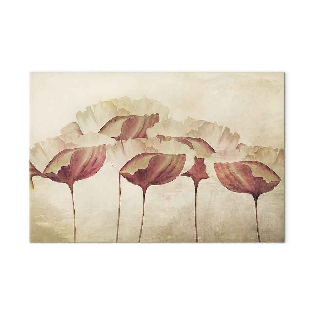 Beige Floral Wide Canvas Print