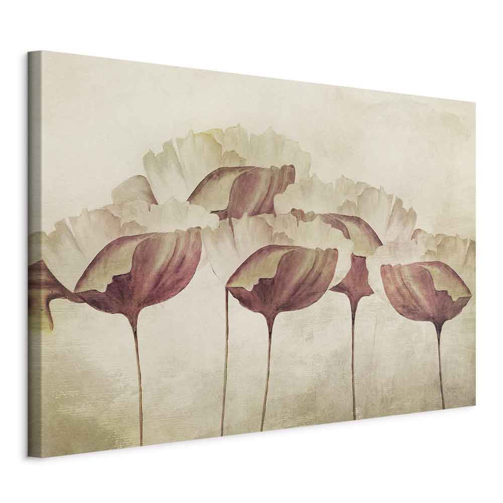 Beige Floral Wide Canvas Print