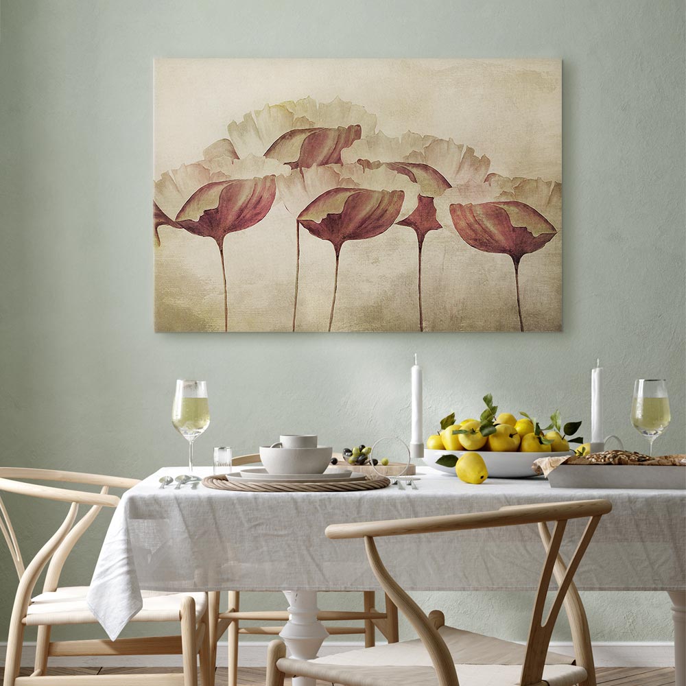 Beige Floral Wide Canvas Print