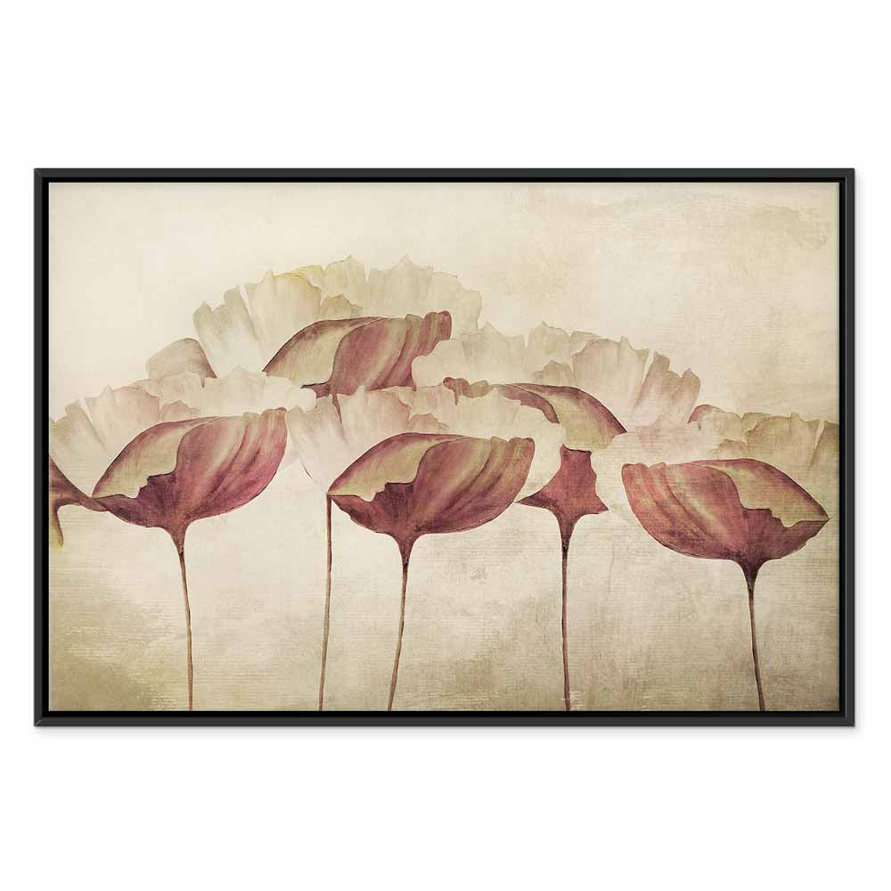 Beige Floral Wide Canvas Print