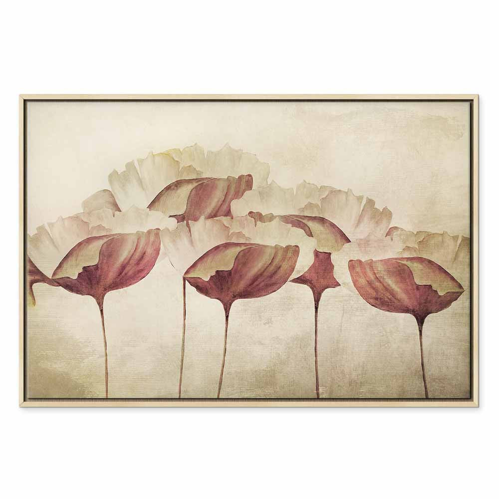 Beige Floral Wide Canvas Print