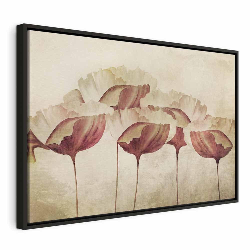Beige Floral Wide Canvas Print