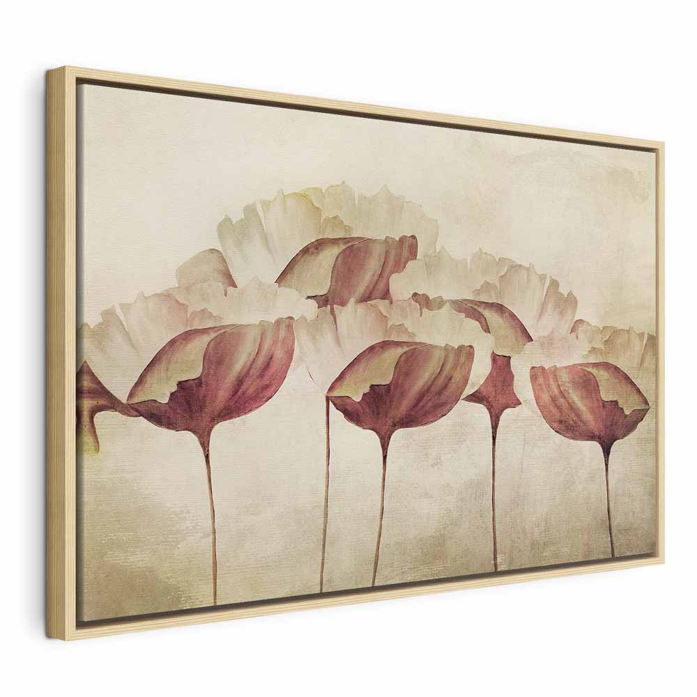 Beige Floral Wide Canvas Print