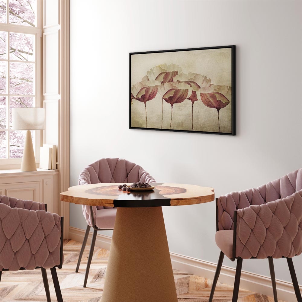 Beige Floral Wide Canvas Print