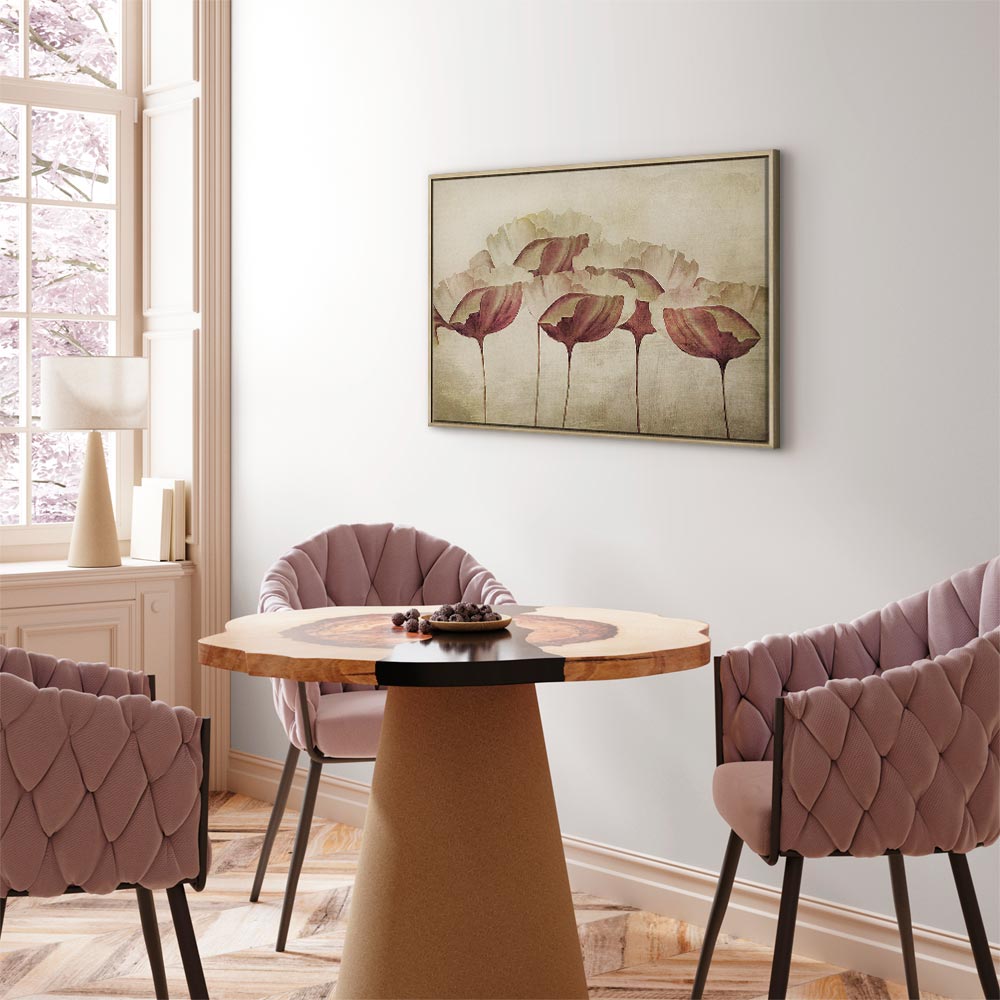 Beige Floral Wide Canvas Print
