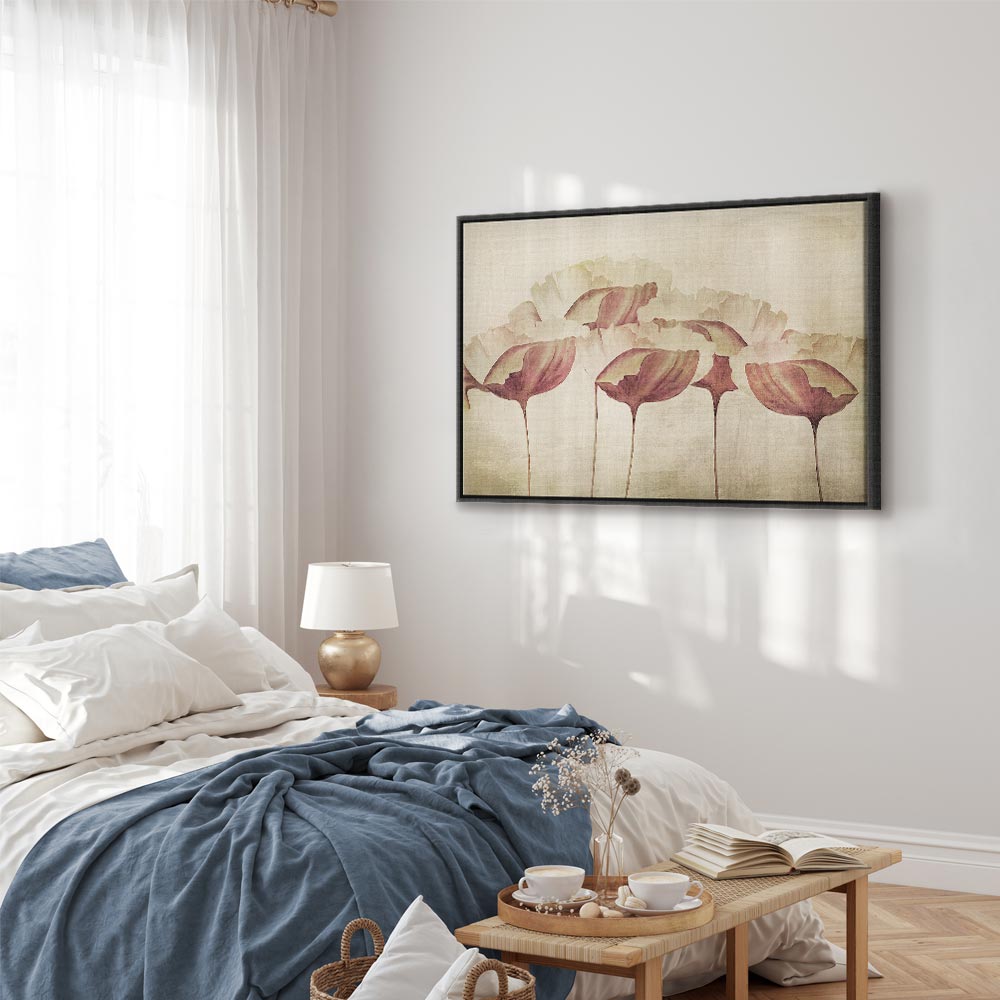 Beige Floral Wide Canvas Print
