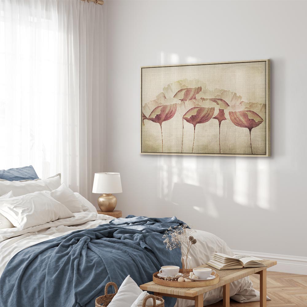 Beige Floral Wide Canvas Print