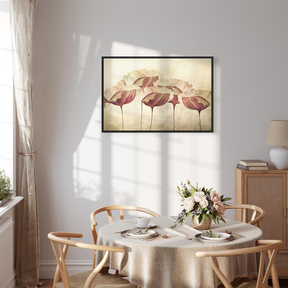 Beige Floral Wide Canvas Print