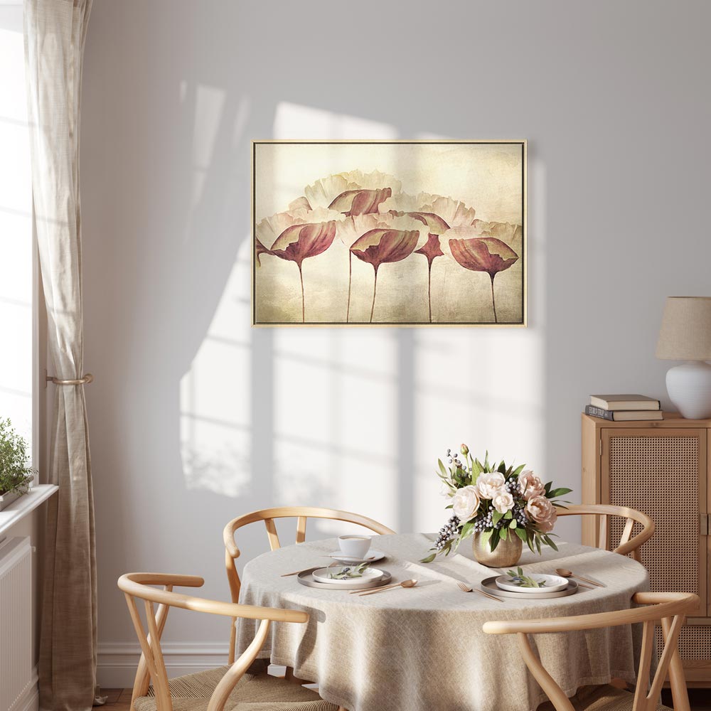 Beige Floral Wide Canvas Print