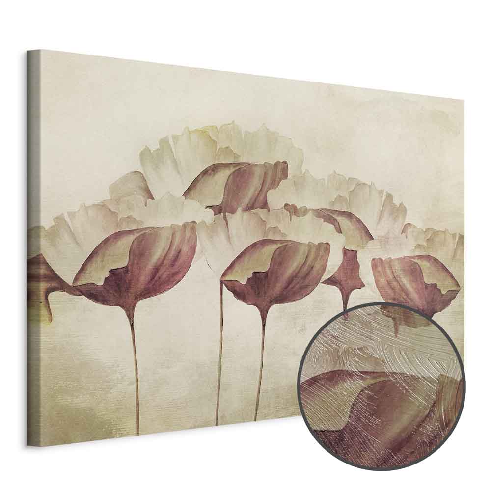 Beige Floral Wide Canvas Print