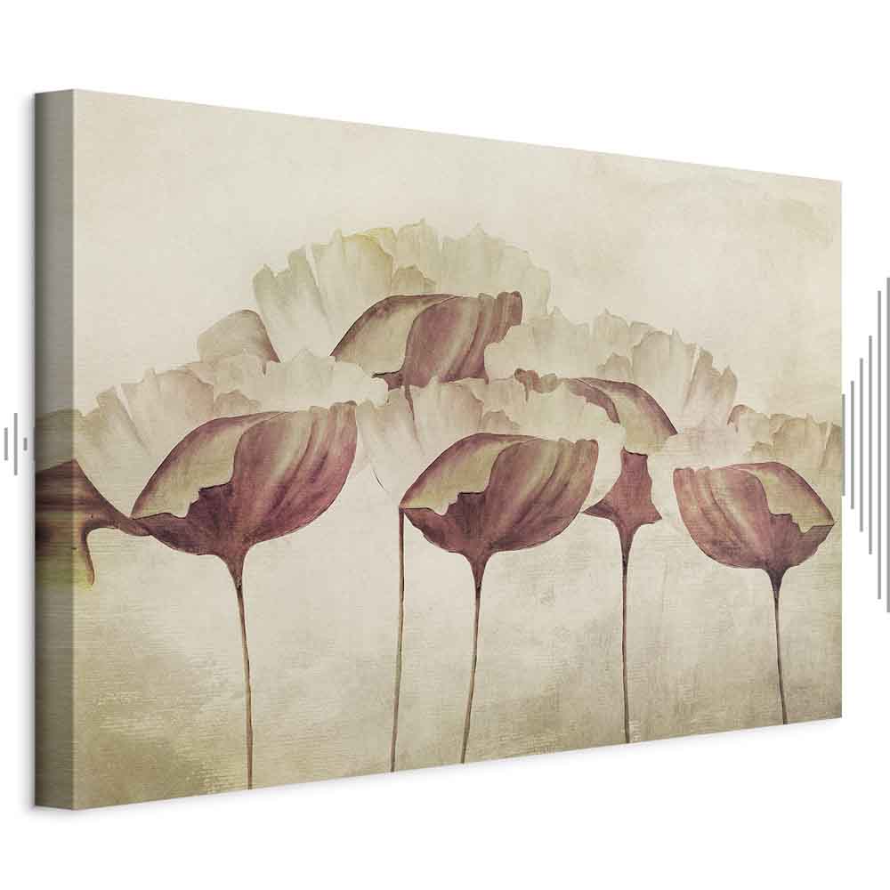 Beige Floral Wide Canvas Print