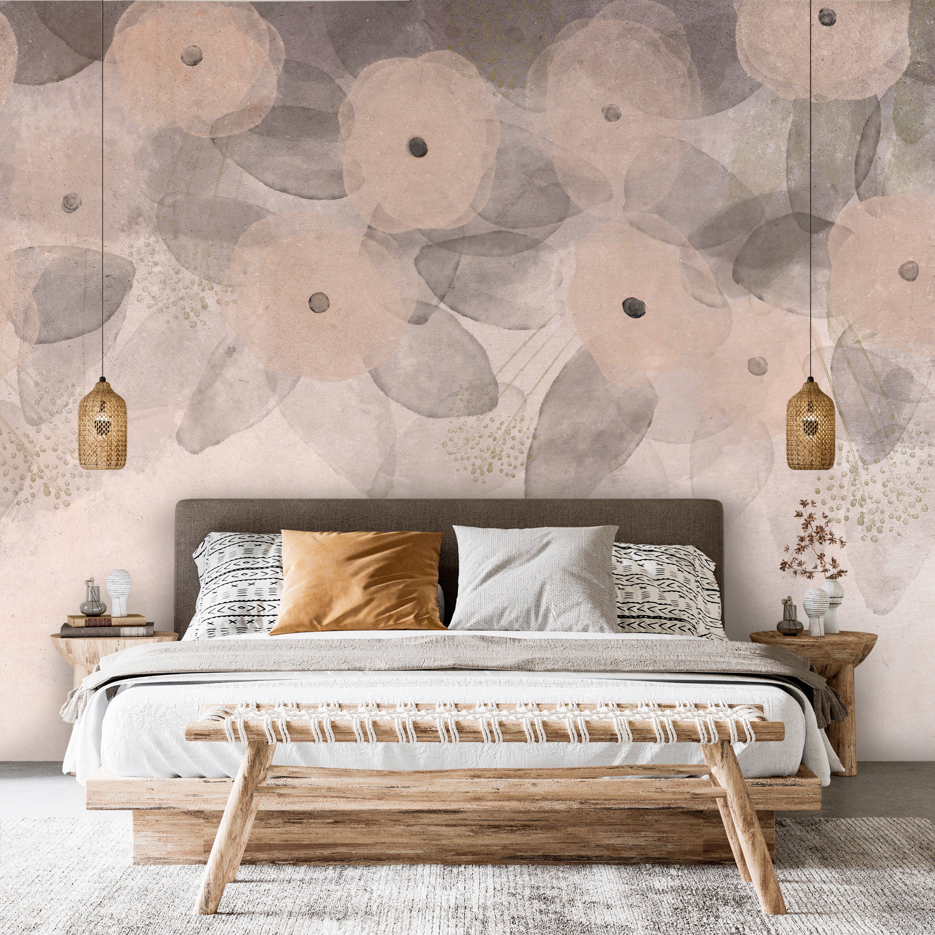 Wall Mural - Minimalist Meadow on Beige Textured Background