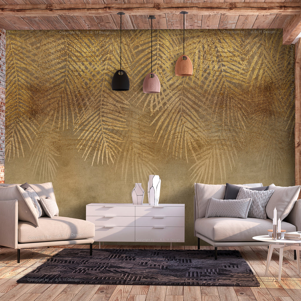 Wall Mural - Abstract Nature Leaves Beige Gold