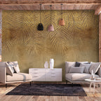 Wall Mural - Abstract Nature Leaves Beige Gold