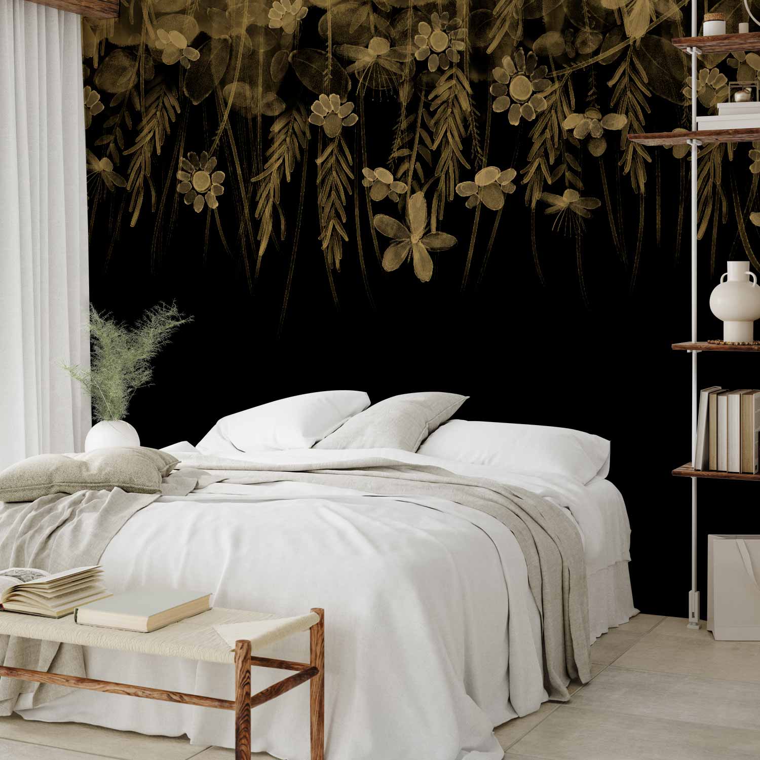 Sepia Floral Nature Landscape Wall Mural