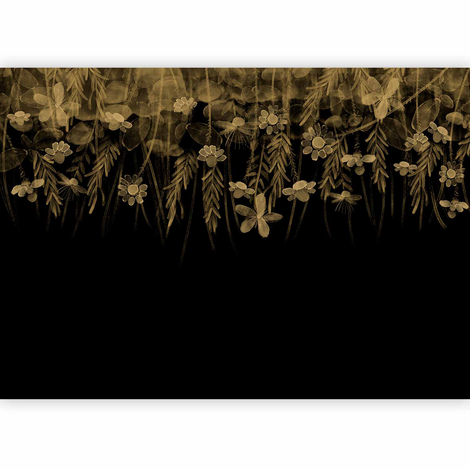 Wall Mural Nature Landscape Leaves Sepia Flowers