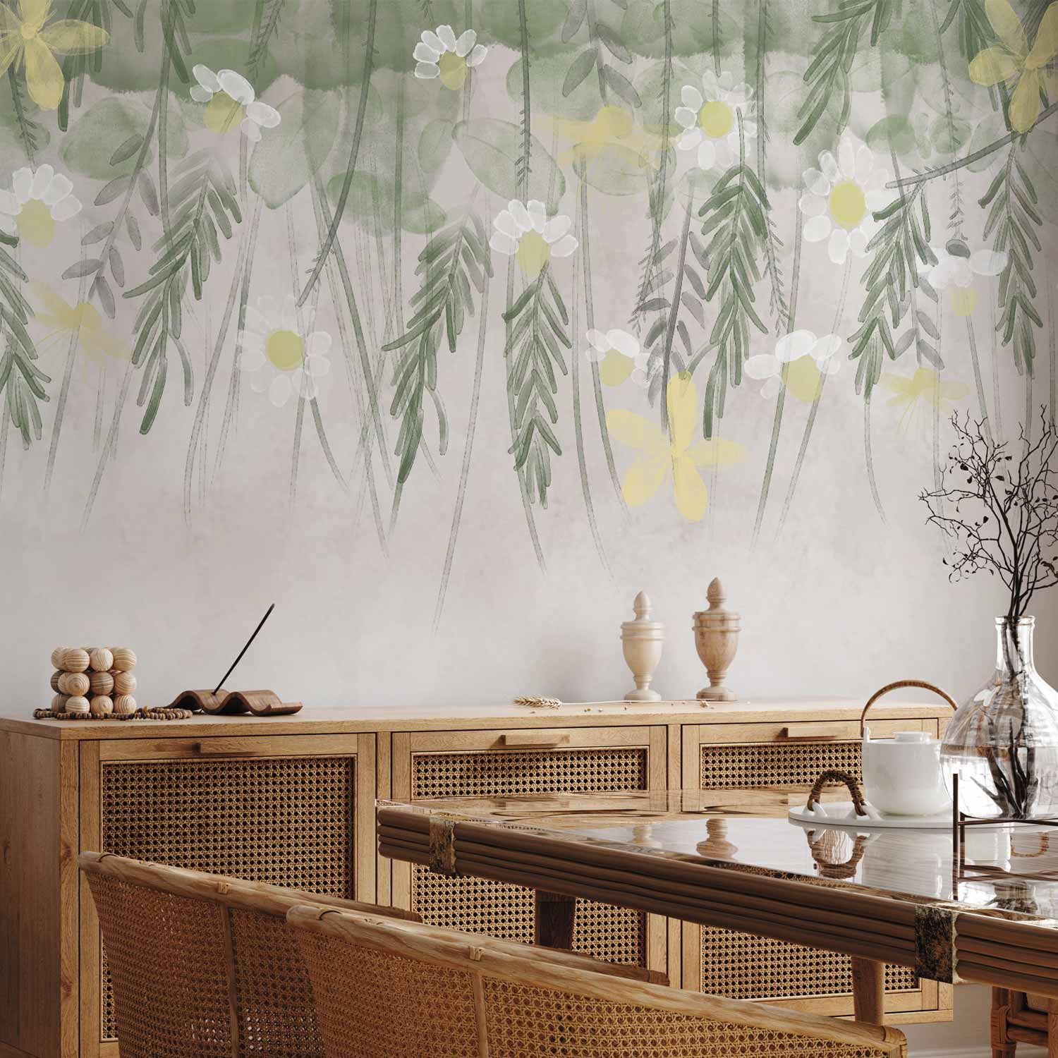 Watercolour Herbarium Floral Wall Mural
