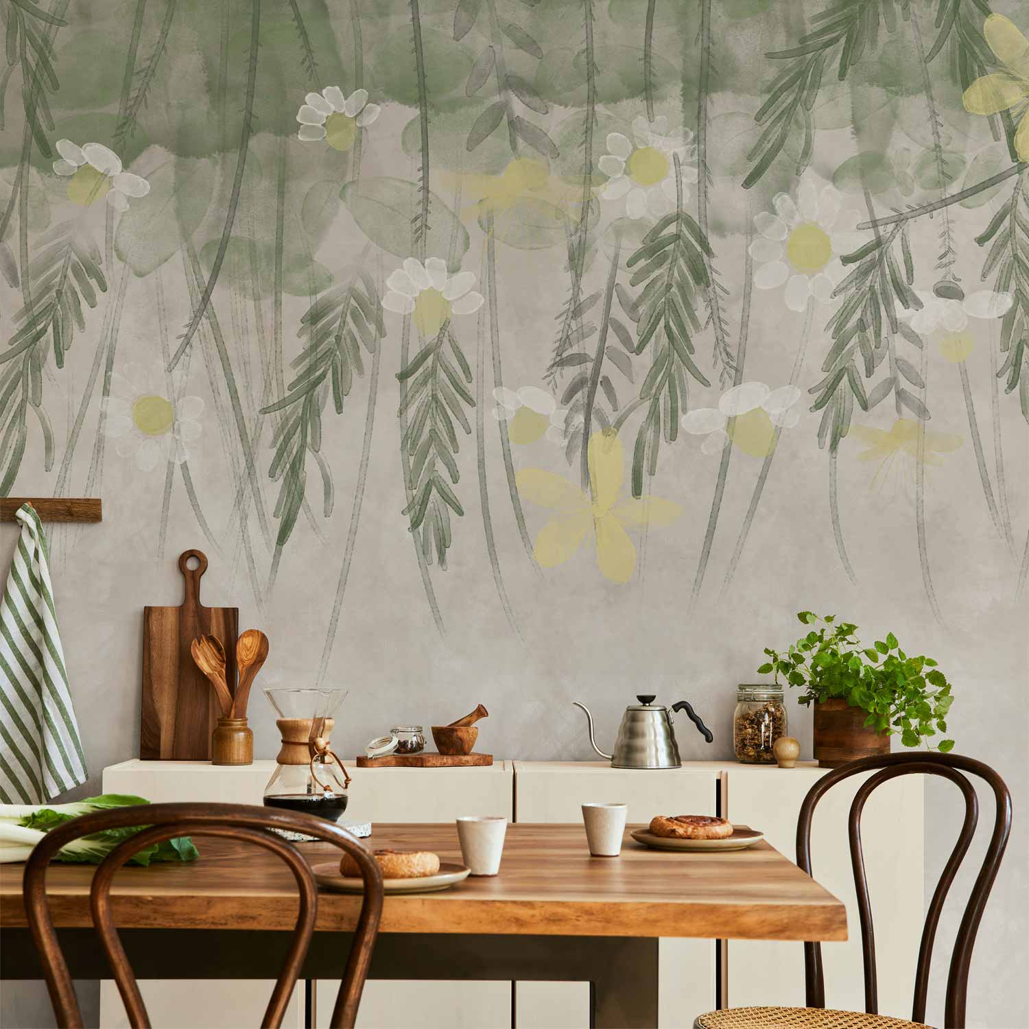 Wall Mural Home Herbarium Subtle Floral Watercolour