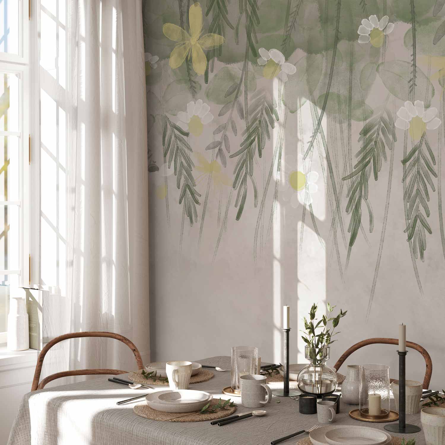 Watercolour Herbarium Floral Wall Mural