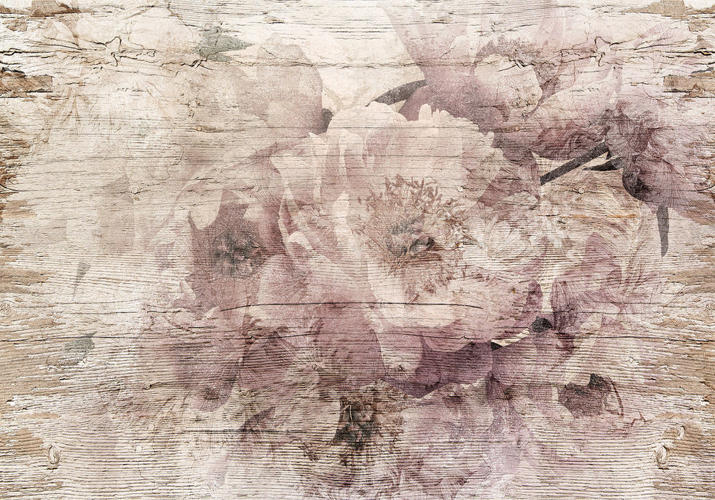 Wandbild – Blumen auf Brettern