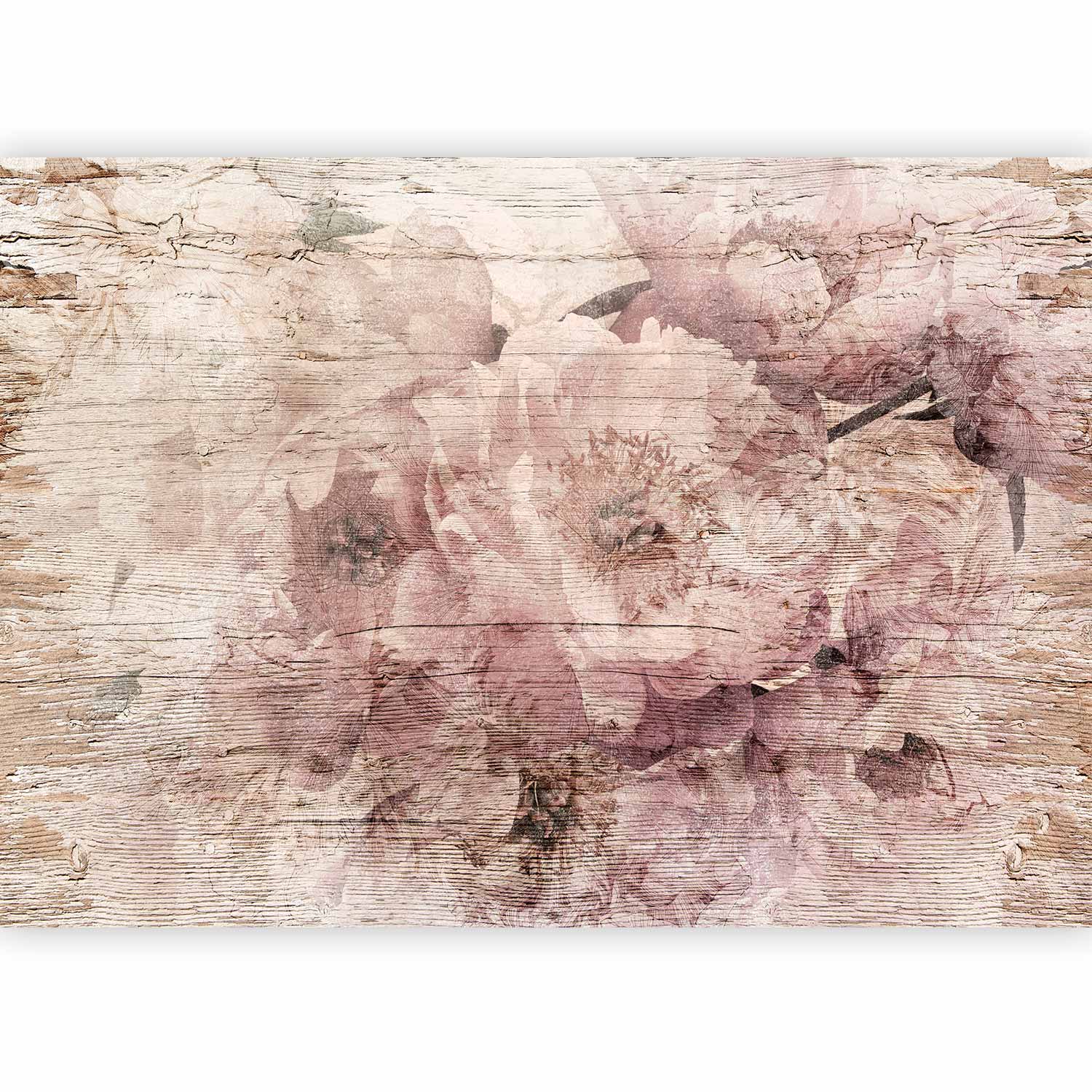 Wall Mural - Flowers on Boards