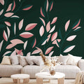 Minimalist Flowering Vine Green Wall Mural