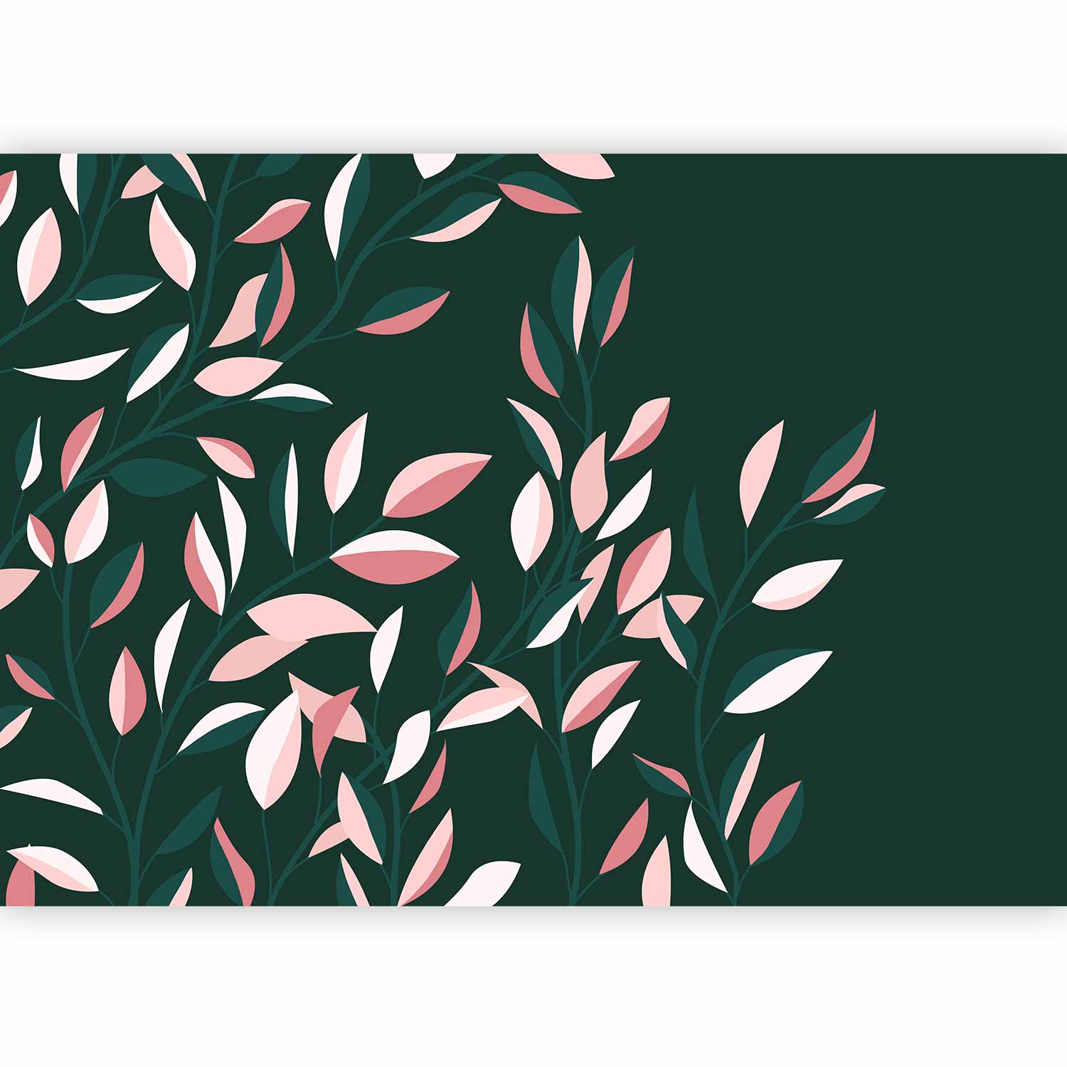 Wall Mural - Flowering Vine Leaves on Green Background