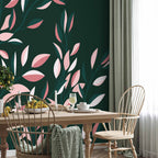Minimalist Flowering Vine Green Wall Mural