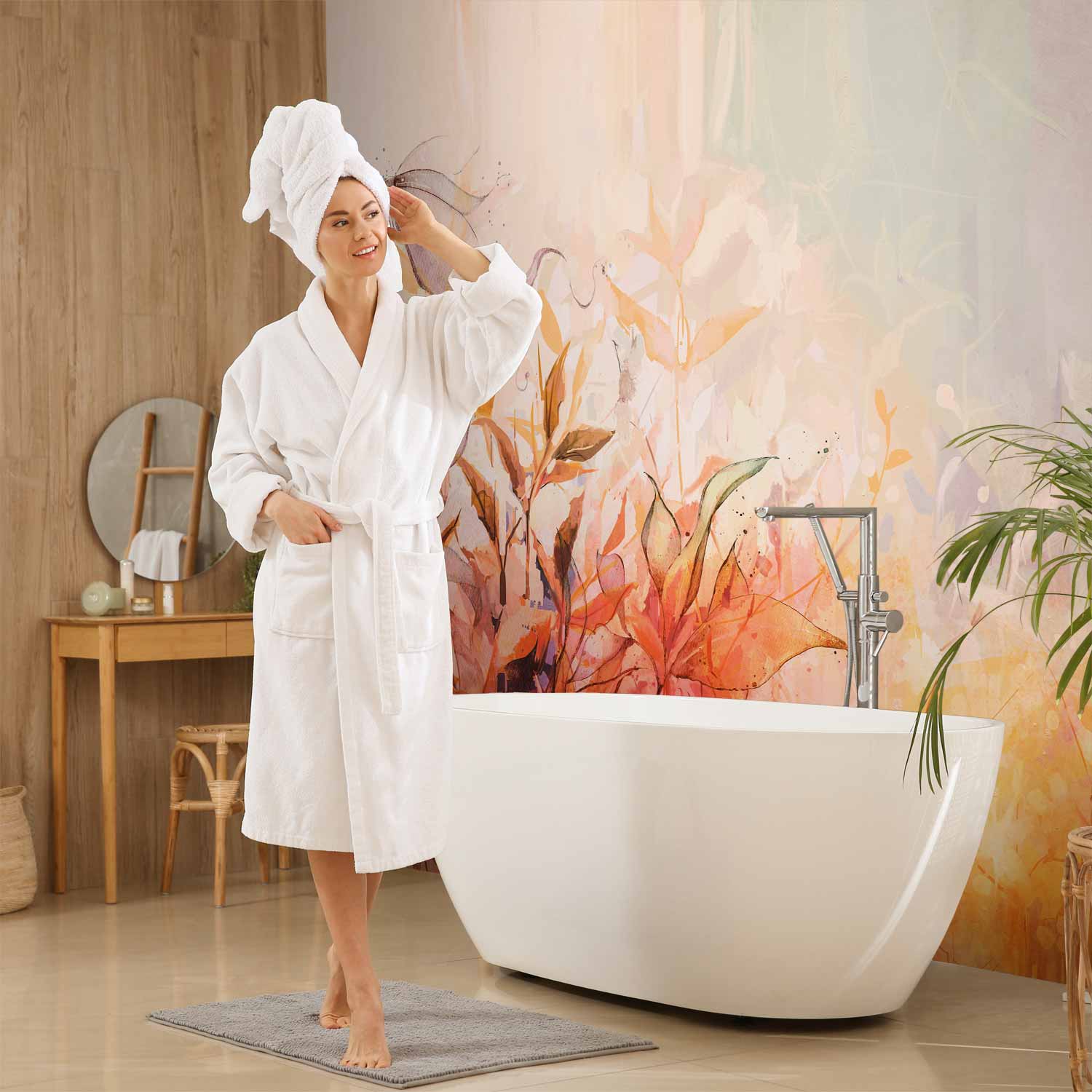 Watercolor Flaming Meadow Floral Landscape Wall Mural