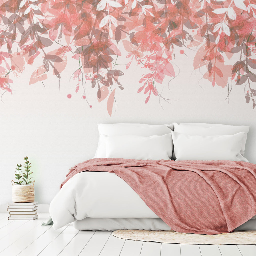 Wall Mural Under vegetation with pink leaves