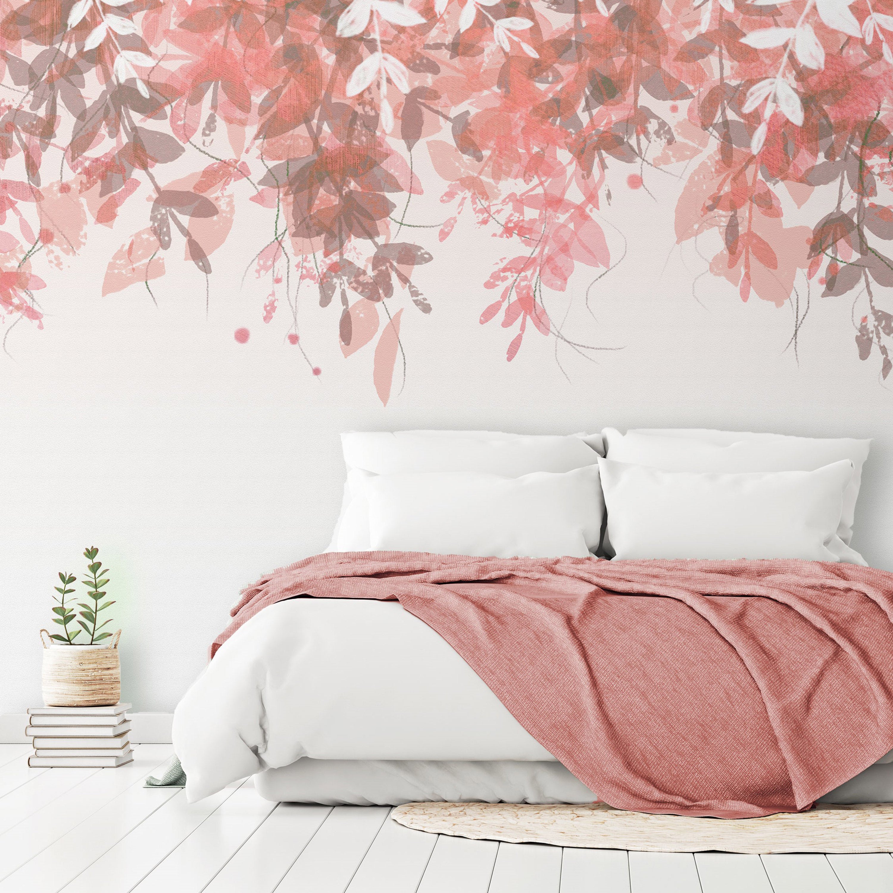 Wall Mural Under vegetation with pink leaves
