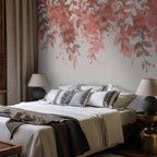 Pink Hanging Vine Leaves Nature Wall Mural