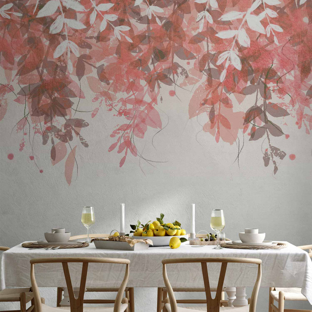 Wall Mural Under vegetation with pink leaves