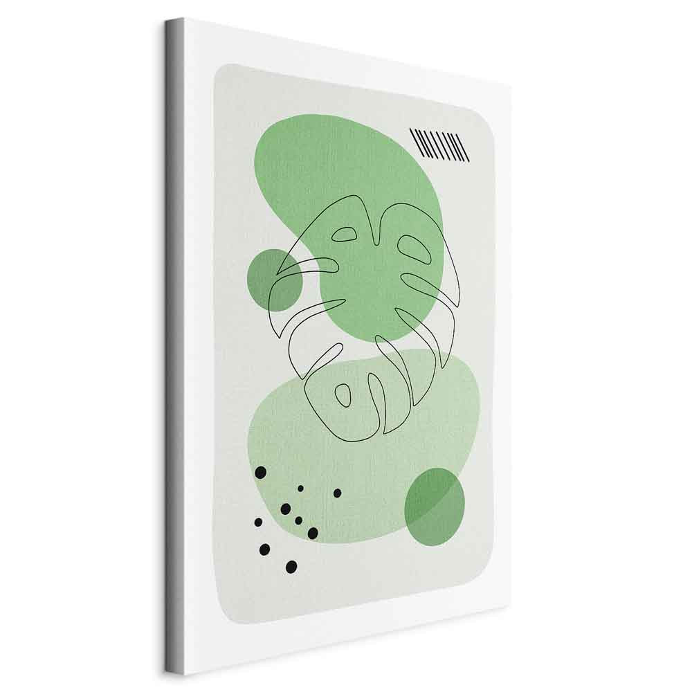 Monstera Line Art Green Canvas Print